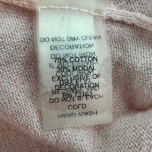 Cable & Gauge Soft Pink Beaded Womens Cardigan Sweater Medium Workwear Soft Girl - Picture 10 of 13